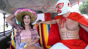 Beautiful young latina fucks for money in a van