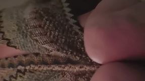 mini skirt and poncho strip tease, showing my natural big tits