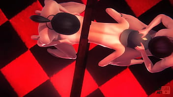 Yaoi Femboy Twink threesome through a wall - Japanese Asian Manga Anime Hentai Gay Porn 3D