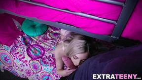 Petite 18yo Allie Nicole eats cum after huge cock riding