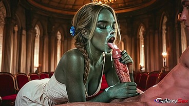 The alien is trying to be like us, but she can't always do it because my dick disrupts her concentration.[AI]