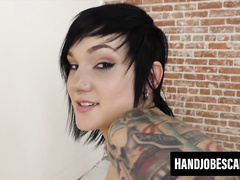 Fresh slut Nikki Hearts jacks off her horny counselor to graduate