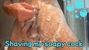 Shaving my dick and testicles in the shower