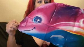 Inflating New Rainbow Dolphin Toy by Mouth Topless- 1-5-24