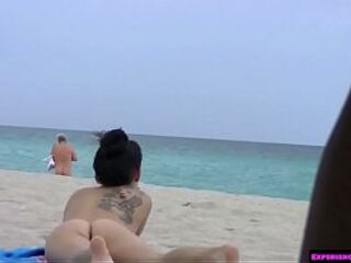 Exhibitionist Wife Allison Banks Teasing Naked Beach Voyeurs!