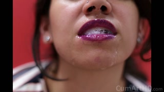 Photo slideshow #2 - Violet lips - CFNM Cum Dripping and Cum on Clothes!