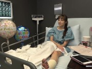 Public Sex in Hospital Milf Flash, BF Cums on Tits After Handjob