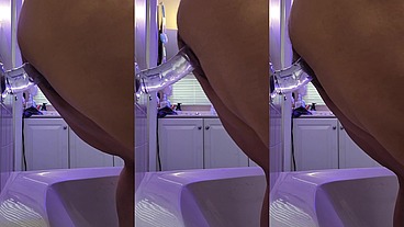 Suction Cup HUGE Clear Dildo in my Pussy