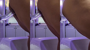 Suction Cup HUGE Clear Dildo in my Pussy