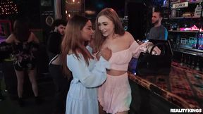 Lesbian group sex at public nightspot &mdash;  rough and loud