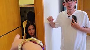 Hotel risky fuck with my Latina stepsis while stepdad in the same bed