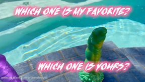 Dildo trial poolside