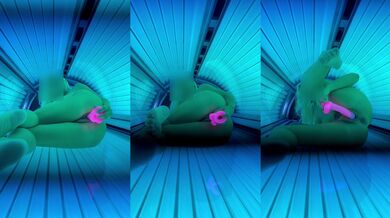 My dildo made me squirt in tanning bed