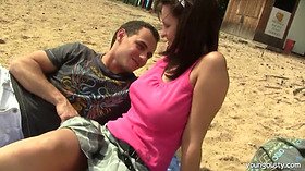 Rita Argiles gets her big tits jizzed on in public by a lucky dude