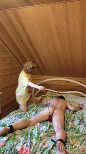 Wife spanked her husband in the ass