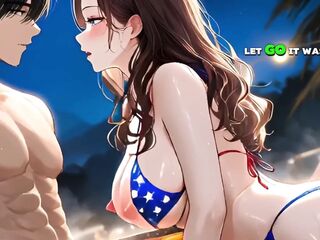 Step Stepsister's Fireworks Creampie Whilst Everyone Watches Outside - Ai Animation