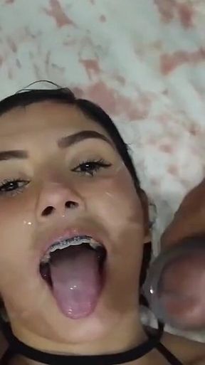 Cumshot on My Stepsis Face and Mouth