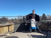 DICKFLASH public, a little redhead slut gives me a handjob and blowjob while her bf out Bigmax8inch