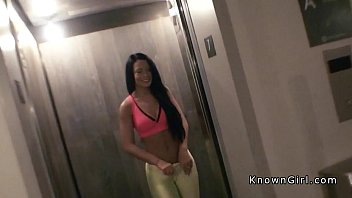 Slim brunette teen banged pov in hotel room