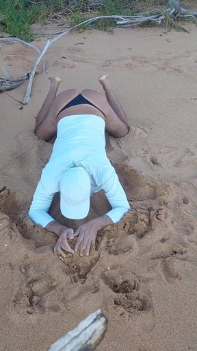 Ladysilva on the Beach in Panties Showing off Her Sexy Ass