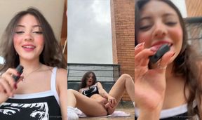 angela 5 5 pleasures herself on a rooftop porn video
