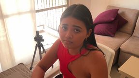 Stepsister doesn&#039;t want to do her diet and eats her stepbrother&#039;s cock with a little dessert