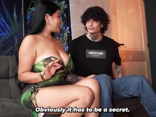 Big-breasted stepmother catches her stepson masturbating and teaches him a lesson