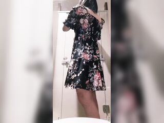 Lewd Oriental trans gal solo masturbates and cum in a public water closet (almost got caught)