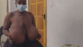 Giant Juggs Denise 50M boobplay, tittysuck and tittyfucking POV Amateur (Part1)
