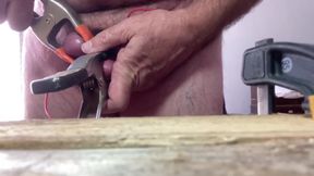 Upside down purple balls and clamped