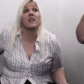 Fat blonde secretary deep throated and dicked by boss