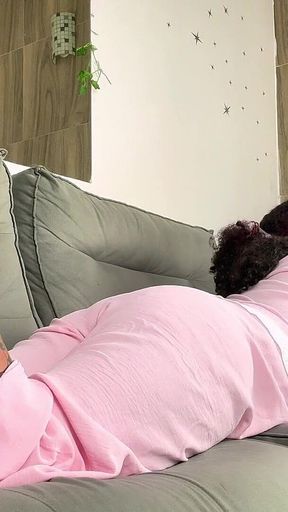 Chubby Girl Farting in Pajamas While Watching TV