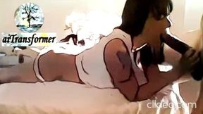 She slobbers on massive black cock with gusto