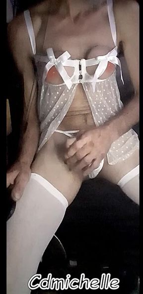Cdmichelle Wearing Sexy White Lingerie