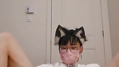 asian sissy femboy jerk his useless small penis