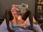 Femboy twink destroys hole with massive bad dragon dildo and cums