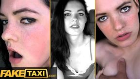 Amateur Taxi - 18yr teen brunette with freckles and petite body cums on a very big cock