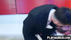 PlayingMen.com - Frankly Fox the lawyer pounds his ass on Diego Reyes's thick cock
