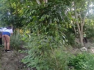 Two beautiful students in uniform get lost in the woods and meet a perverted old man and end up
