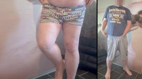 Jerking off while standing (2 viewing angles)