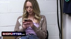 Blonde Babe Finds Herself Stripped By Perv Security Officer In The Backroom
