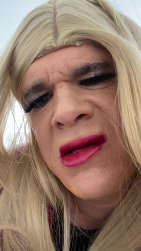 Amateur Crossdresser in Stocking Heels Skirt Seduces Husband to Her Room Gives Blowjob, but Hubby Keeps Talking About MILF Wild