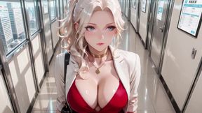 Blonde Secretary's Office Secret! Red Dress Hugging Curves, Beige Suit Barely Containing Her Fullness