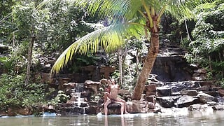 Couple Real Sex in a Waterfall in Thailand