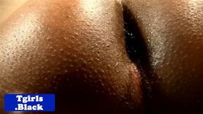 Ebony tgirl beauty busting creamy load