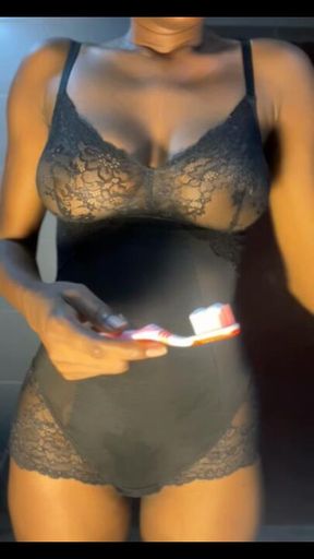 BEHIND THE SCENES (BTS Morning Teeth Brushing with My Boob Out  💦🍒