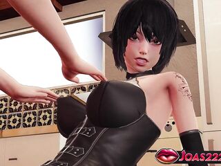 Umi the Darksome Serf Cutie in CG Comics - POV Large Boobs Pleasure, Intensive Stimulation with Anal Dildo, and Piledriver Fingering Squirt