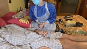 Dentist Nastya checks her slave teeth then proceeds to extract his cum