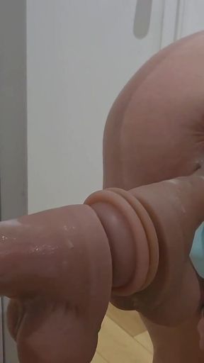 Stunning moment from &quot;Amateur &quot;HotWife&quot; Raquel Van Zant Testing A Thrusting Cock Sex Toy Against The Mirror&quot;