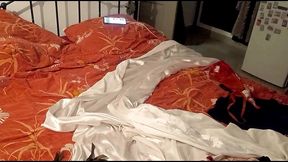 1503 - full - french slut in satin clothes, satin lingerie, stockings and high heels, pussy licking, blowjob, rimming, intense doggy style